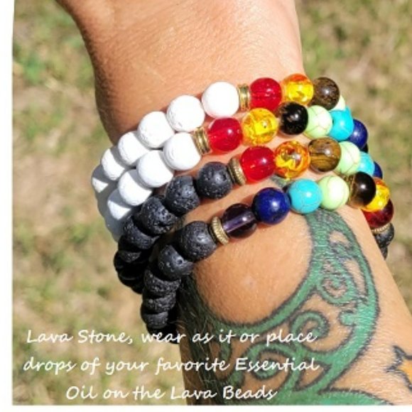 Two Lava Stone Bracelets & Essential Oil - Picture 1 of 5